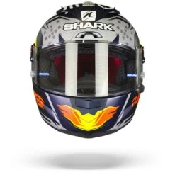 Shark Race-R Pro GP Oliveira Signature Mat Blauw Zilver Wit BSW Integraalhelm -Motorrijden Shark race r pro gp oliveira signature mat blue silver white bsw.01