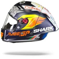 Shark Race-R Pro GP Oliveira Signature Mat Blauw Zilver Wit BSW Integraalhelm -Motorrijden Shark race r pro gp oliveira signature mat blue silver white bsw.11
