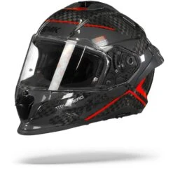 SMK Titan Carbon Nero Rood Grijs Integraalhelm -Motorrijden Smk titan carbon nero red grey.06