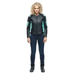 Dainese Racing 4 Lady Leather Jacket Perf. Black Acqua Green -Motorrijden dainese racing 4 lady leather jacket perf. black acqua green 03