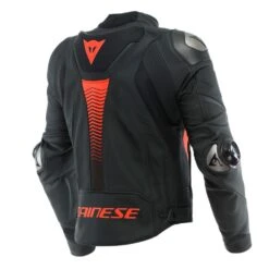 Dainese Super Speed 4 Leather Jacket Black Matt Fluo Red -Motorrijden dainese super speed 4 leather jacket black matt fluo red motorcycle jacket 2