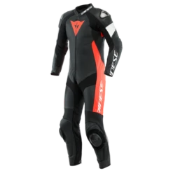 Dainese Tosa 1 Pcs Leather Suit Perf Black Fluo Red White -Motorrijden dainese tosa 1 pcs leather suit perf black fluo red white 1