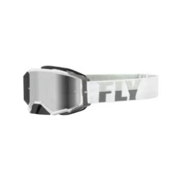 FLY Racing Zone Pro Goggle White Grey W Silver Mirror Smoke Lens
