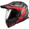 LS2 MX436 Pioneer Evo Adventurer Mat Zwart Rood Adventure Helm -Motorrijden ls2 mx436 pioneer evo adventurer matt black red