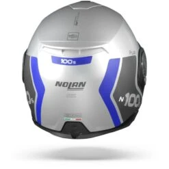 Nolan N100-5 Plus Distinctive 30 Flat Zilver Zwart Blauw Systeemhelm -Motorrijden n100 5 plus distinctive n com flat silver 30.19