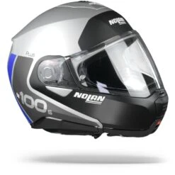 Nolan N100-5 Plus Distinctive 30 Flat Zilver Zwart Blauw Systeemhelm -Motorrijden n100 5 plus distinctive n com flat silver 30.29