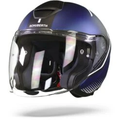 Schuberth M1 Pro Mercury Blauw Wit Jethelm -Motorrijden schuberth m1 pro murcury blue white frontpage