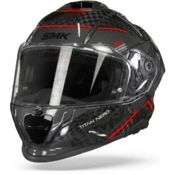 SMK Titan Carbon Nero Rood Grijs Integraalhelm -Motorrijden smk titan carbon nero red grey frontpage